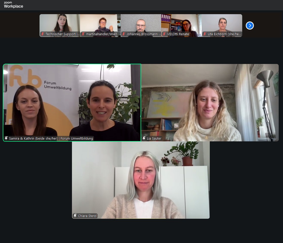 Screenshot der Moderatorinnen und Speakerinnen.